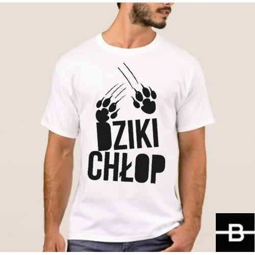 T-shirt męski DZIKI CHŁOP biały