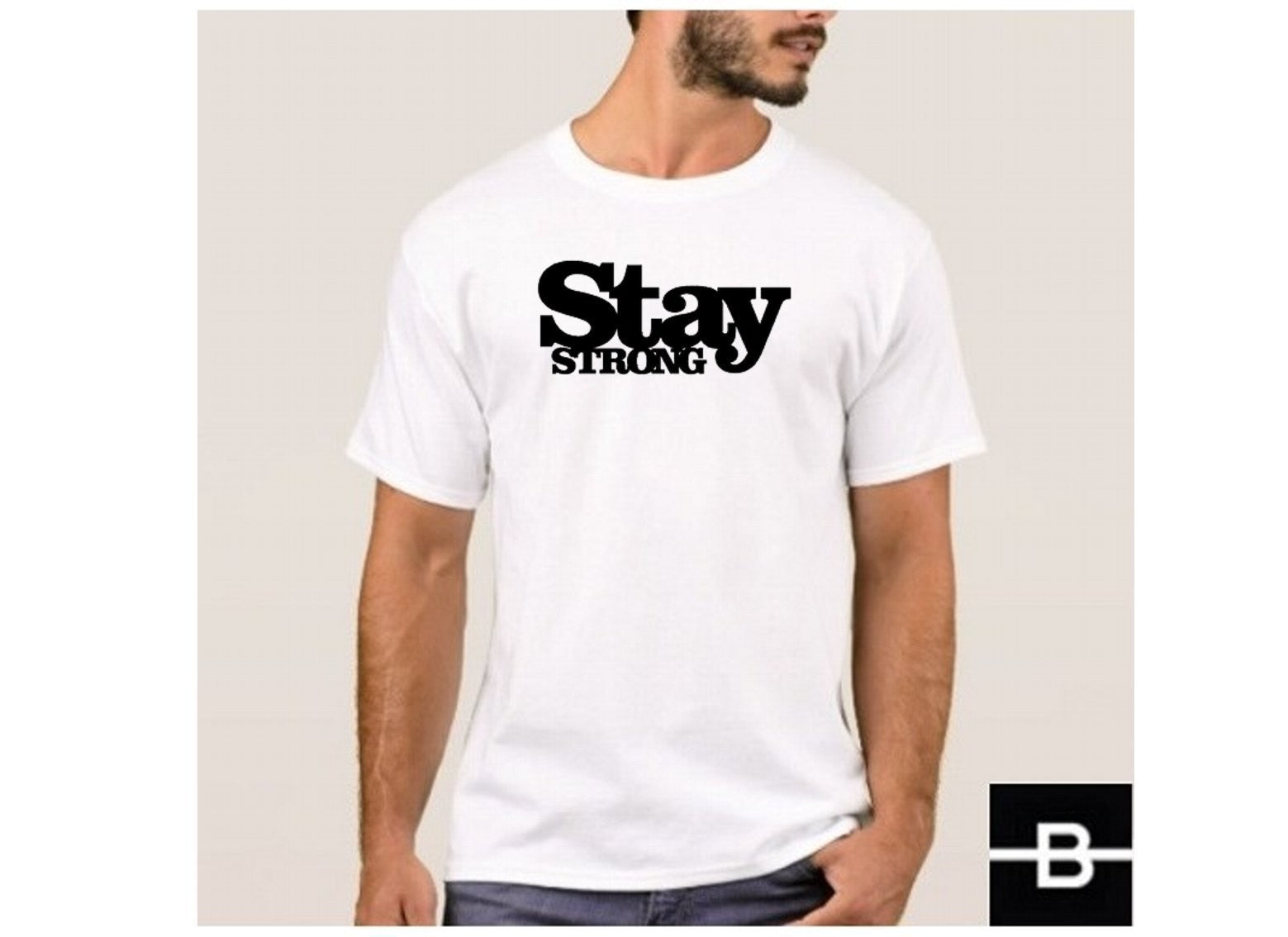 T-shirt męski STAY STRONG biały