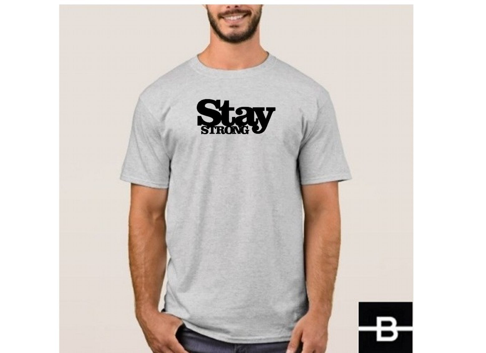 T-shirt męski STAY STRONG szary