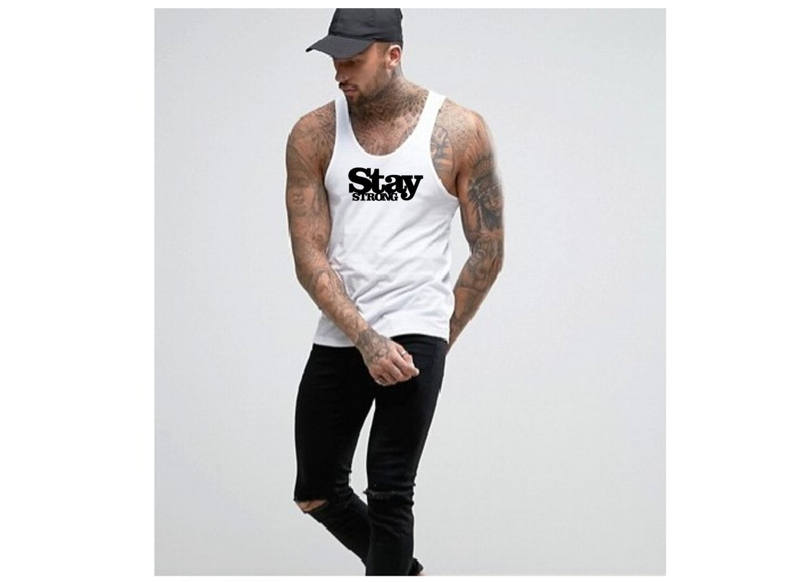Top męski STAY STRONG biały